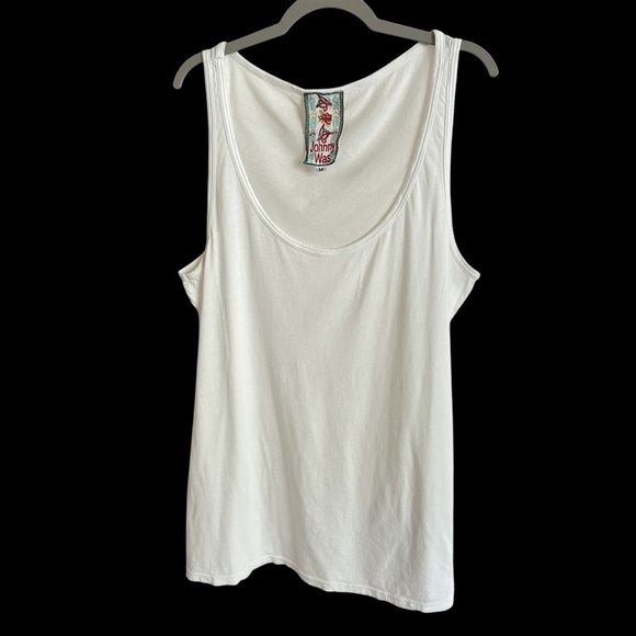 Johnny Was size Medium White Scoop Neck Knit Tank Top Cotton Modal Layering - Picture 1 of 5